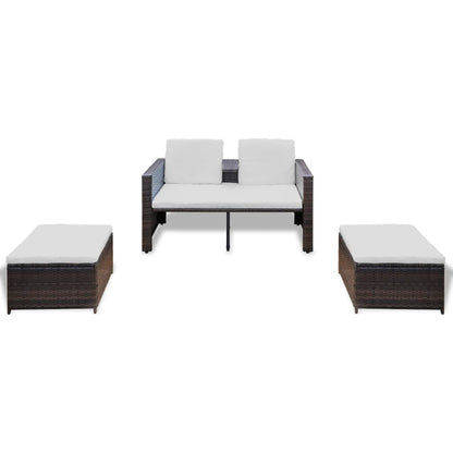 4-Delige Loungeset Met Kussens Poly Rattan Bruin