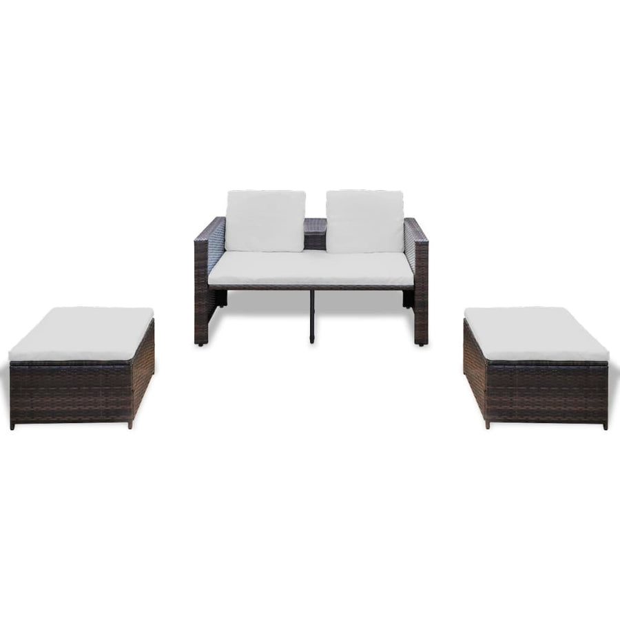 4-Delige Loungeset Met Kussens Poly Rattan Bruin