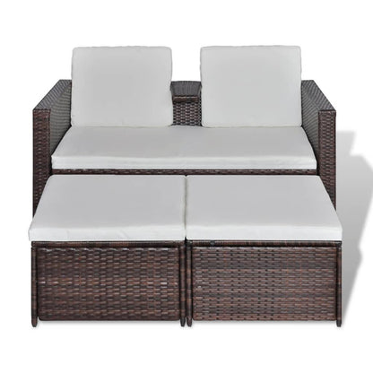 4-Delige Loungeset Met Kussens Poly Rattan Bruin