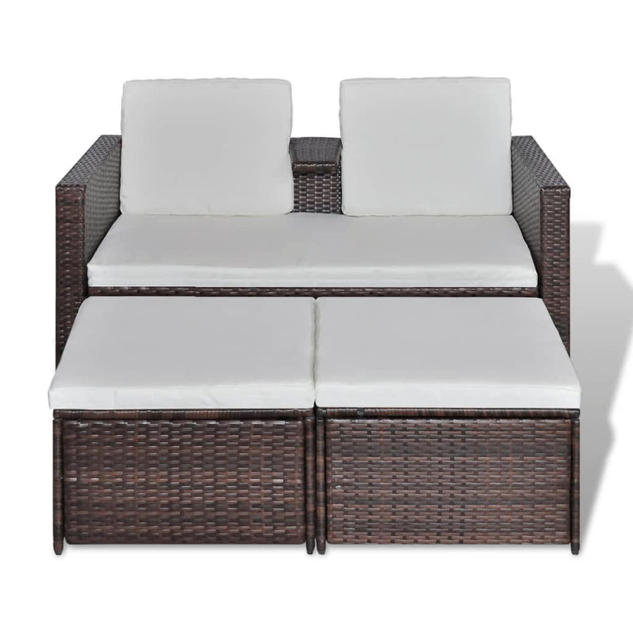 4-Delige Loungeset Met Kussens Poly Rattan Bruin