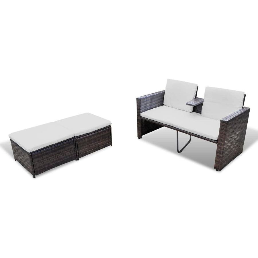 4-Delige Loungeset Met Kussens Poly Rattan Bruin
