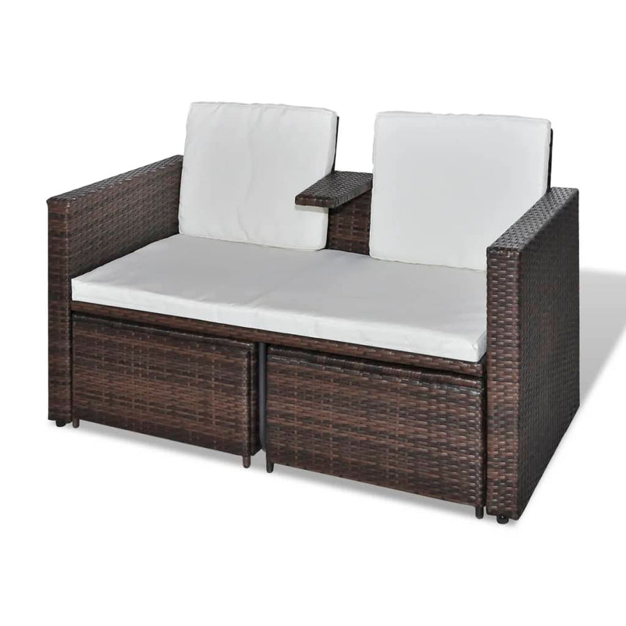 4-Delige Loungeset Met Kussens Poly Rattan Bruin