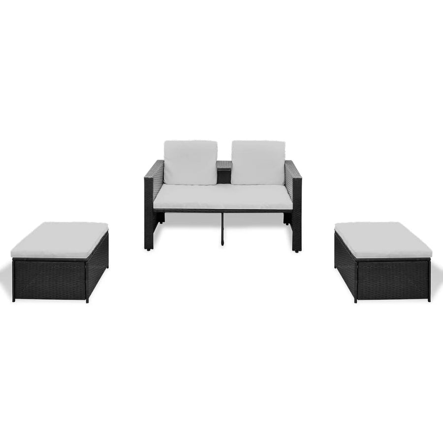 4-Delige Loungeset Met Kussens Poly Rattan Zwart en wit