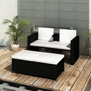 Loungeset 4-delig poly rattan zwart