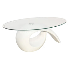 Salontafel Met Ovaal Glazen Tafelblad Hoogglans Wit