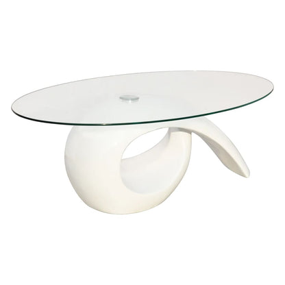 Salontafel Met Ovaal Glazen Tafelblad Hoogglans Wit