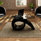 Salontafel ovaal glas hoogglans zwart