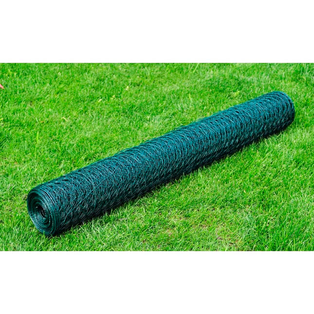 Kippengaas 25x0,5 m met PVC coating groen