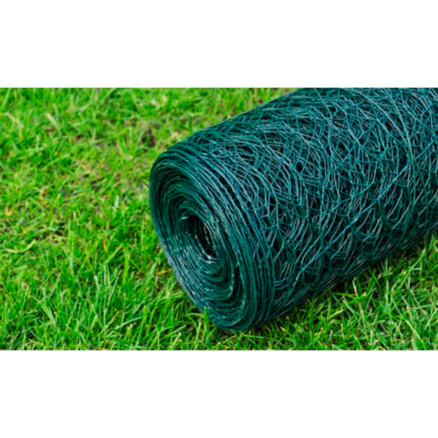Kippengaas 25x1 m gegalvaniseerd staal met PVC-coating groen 1 m
