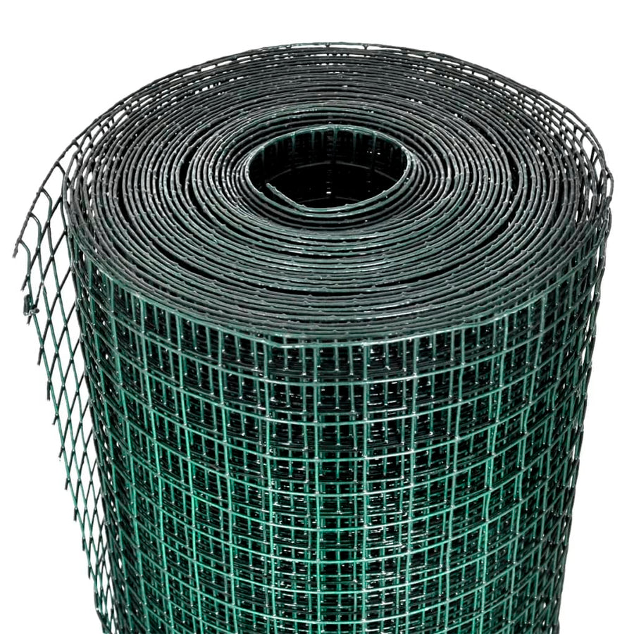 Kippengaas 10x1 m gegalvaniseerd staal met PVC-coating groen