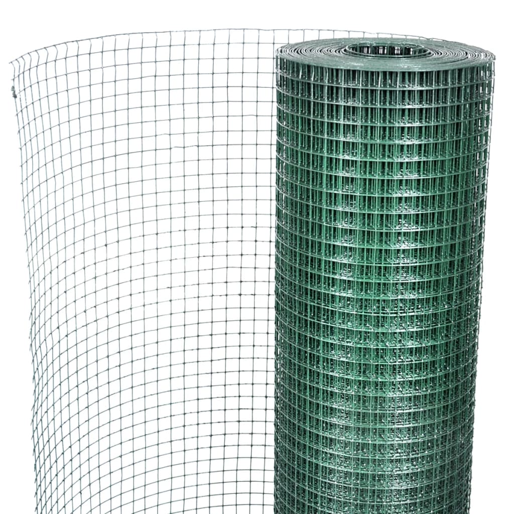 Kippengaas 10x1 m gegalvaniseerd staal met PVC-coating groen