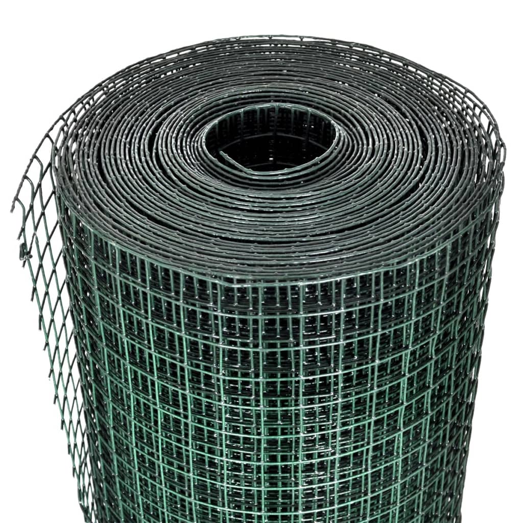Kippengaas 10x1 m gegalvaniseerd staal met PVC-coating groen