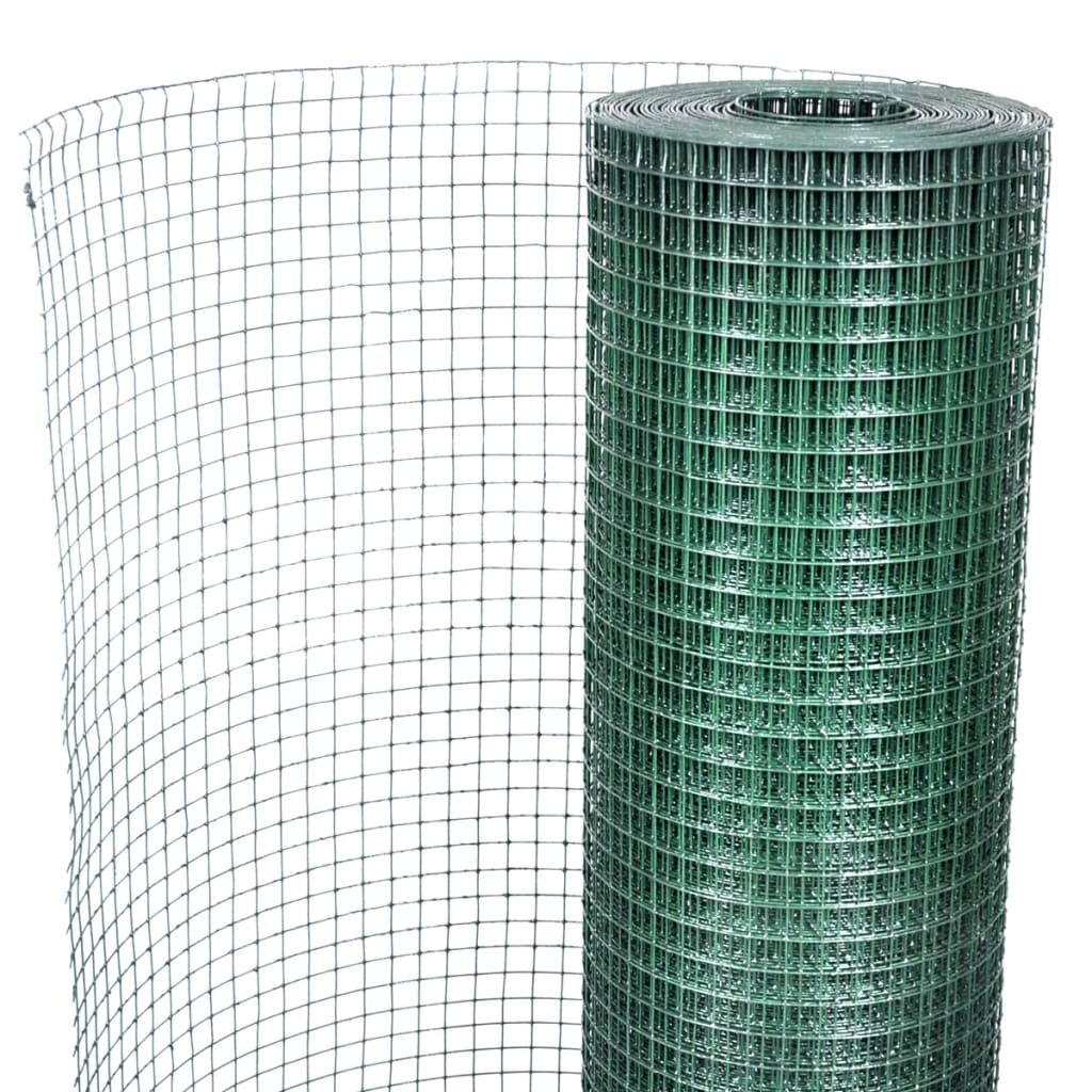 Kippengaas 10x1 m gegalvaniseerd staal met PVC-coating groen