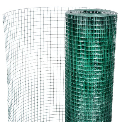 Kippengaas 10x1 m gegalvaniseerd staal met PVC-coating groen