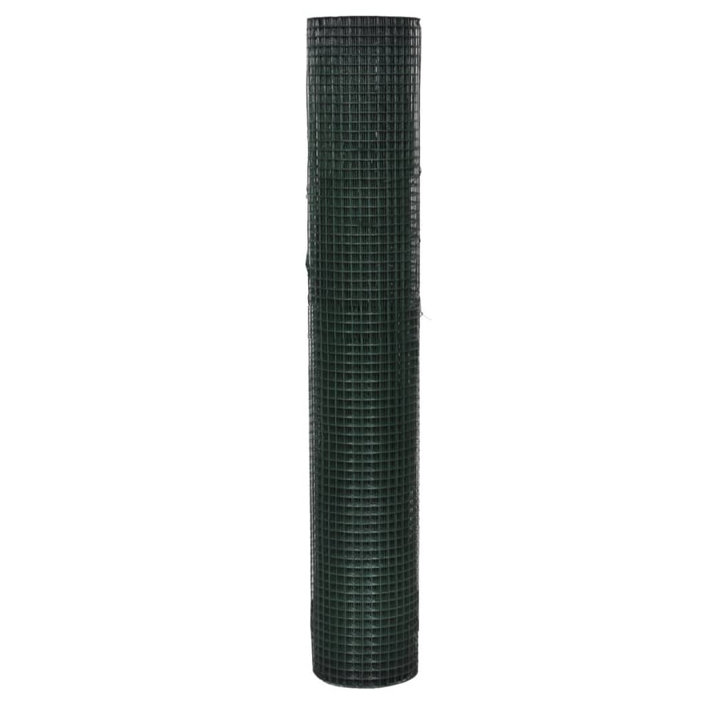Kippengaas 10x1 m gegalvaniseerd staal met PVC-coating groen
