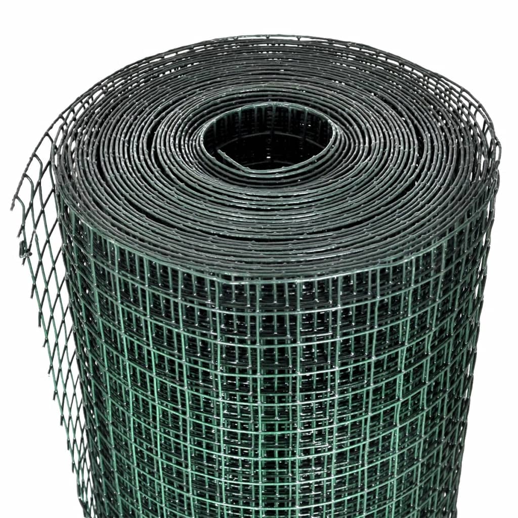 Kippengaas 10x1 m gegalvaniseerd staal met PVC-coating groen