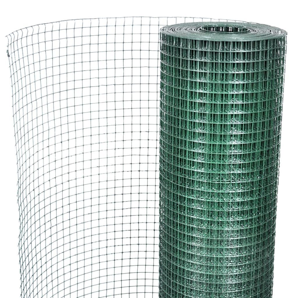 Kippengaas 10x1 m gegalvaniseerd staal met PVC-coating groen
