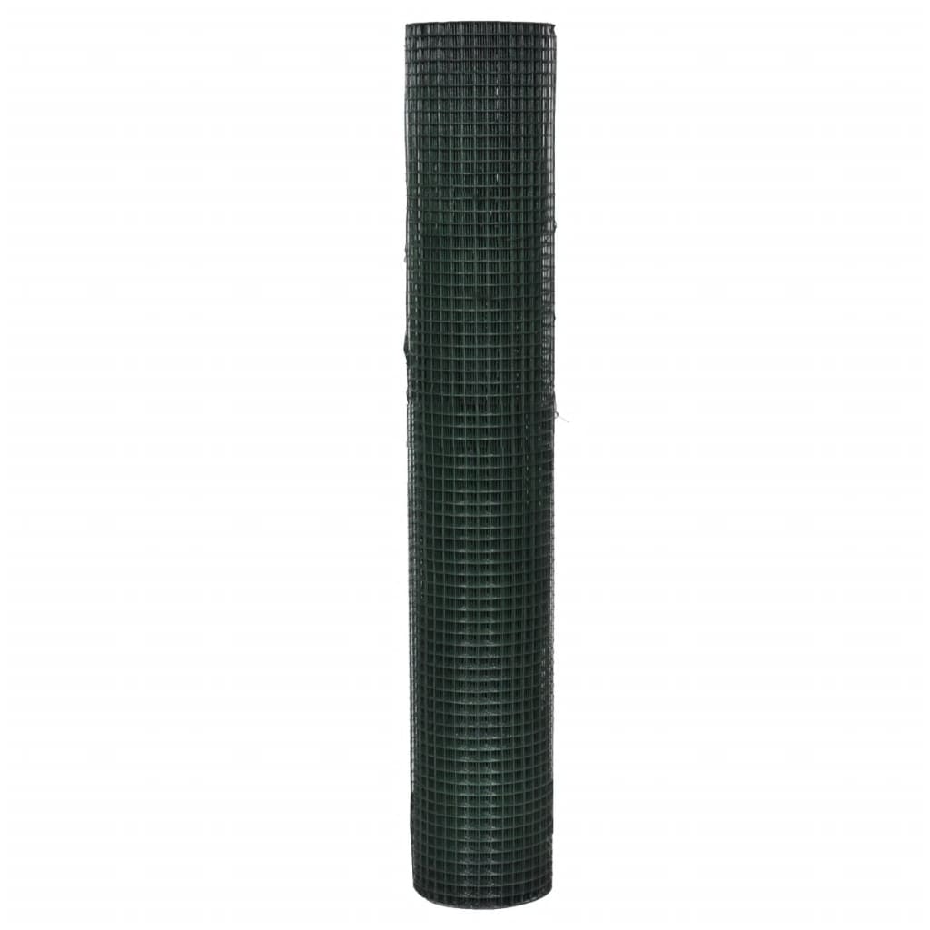 Kippengaas 10x1 m gegalvaniseerd staal met PVC-coating groen