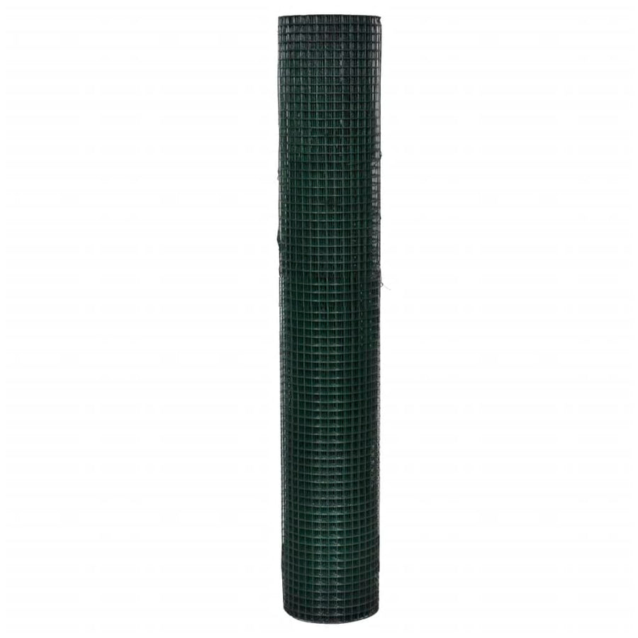 Kippengaas 10x1 m gegalvaniseerd staal met PVC-coating groen