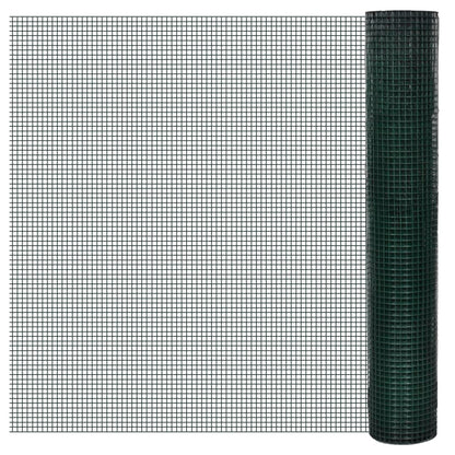 Kippengaas 25x1 m gegalvaniseerd staal met PVC-coating groen