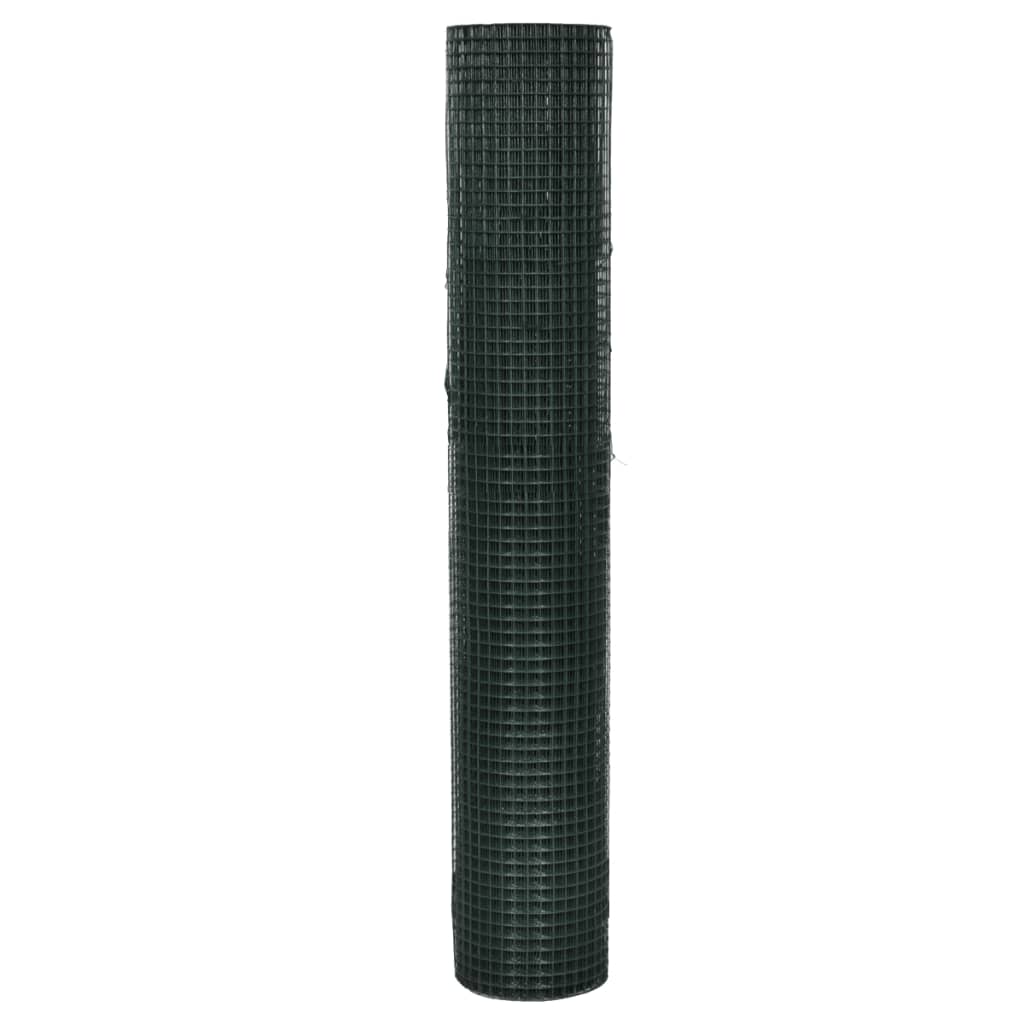Kippengaas 25x1 m gegalvaniseerd staal met PVC-coating groen