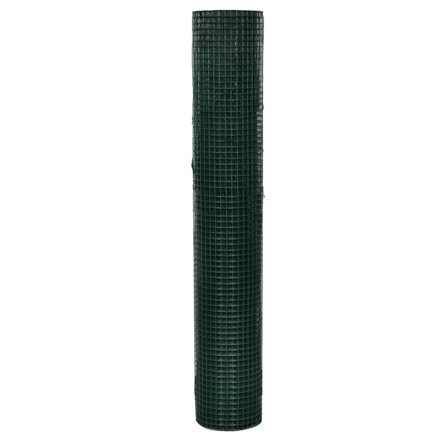 Kippengaas 25x1 m gegalvaniseerd staal met PVC-coating groen