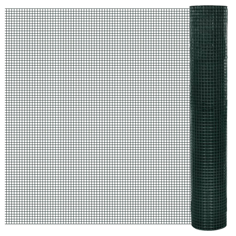 Kippengaas 25x1 m gegalvaniseerd staal met PVC-coating groen