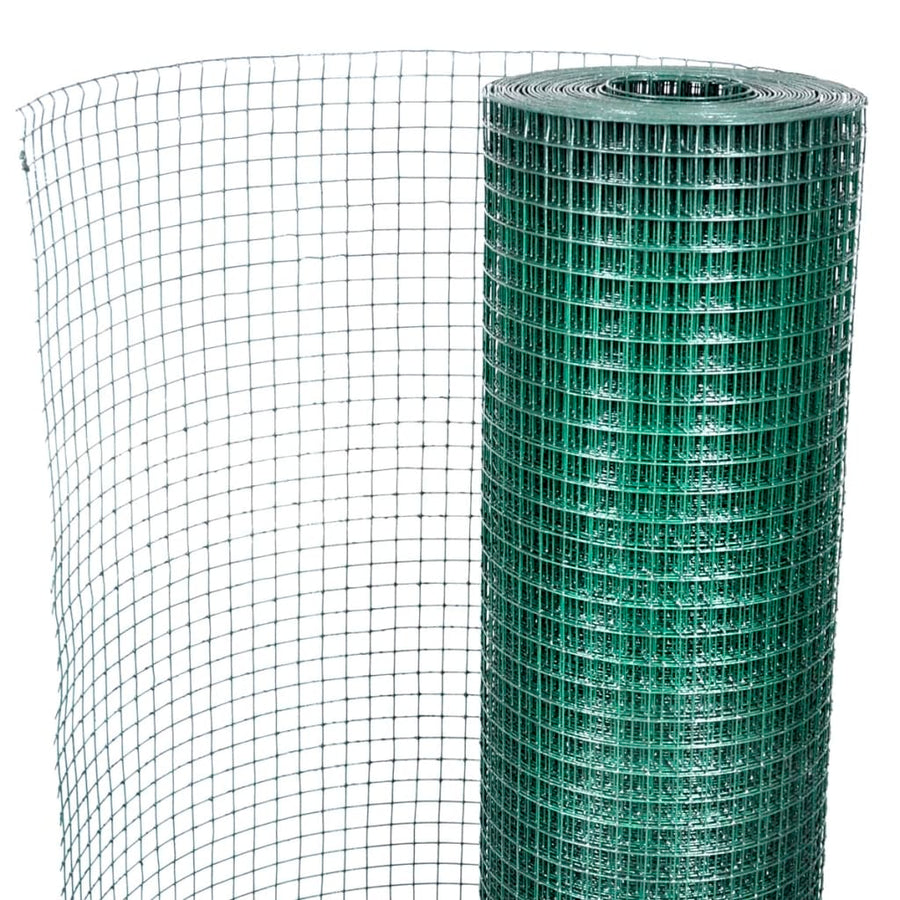 Kippengaas 25x1 m gegalvaniseerd staal met PVC-coating groen