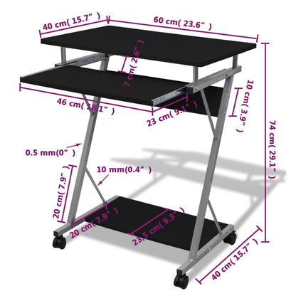 Studenten Computerbureau 60 X 40 X 74 Cm () Zwart