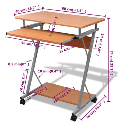 Studenten Computerbureau 60 X 40 X 74 Cm () Bruin
