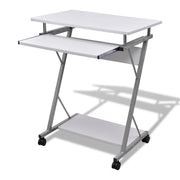 Computerbureau 60x40x74 cm wit met wielen