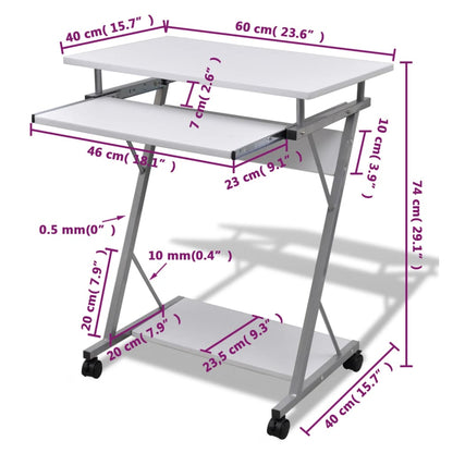 Studenten Computerbureau 60 X 40 X 74 Cm () Wit