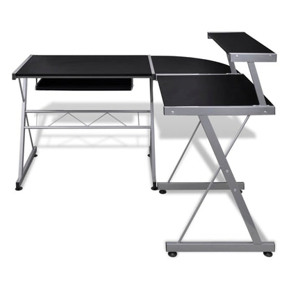 Computer Bureau Met Uitschuifbaar Toetsenbordblad 139 x 115 x 100 cm Zwart