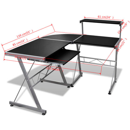 Computer Bureau Met Uitschuifbaar Toetsenbordblad 139 x 115 x 100 cm Zwart