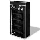 Schoenenkast met hoes 58x28x106 cm zwart