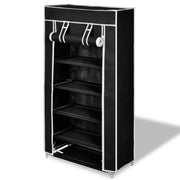 Schoenenkast met hoes 58x28x106 cm zwart