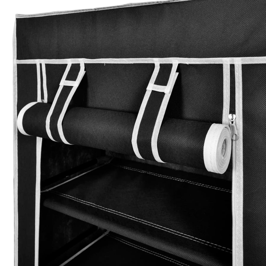 Schoenenkast Met Hoes 58X28X106 Stof Zwart