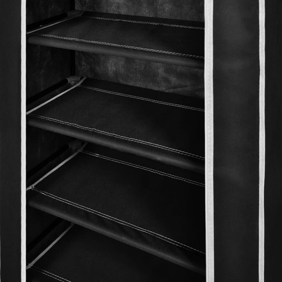 Schoenenkast Met Hoes 58X28X106 Stof Zwart