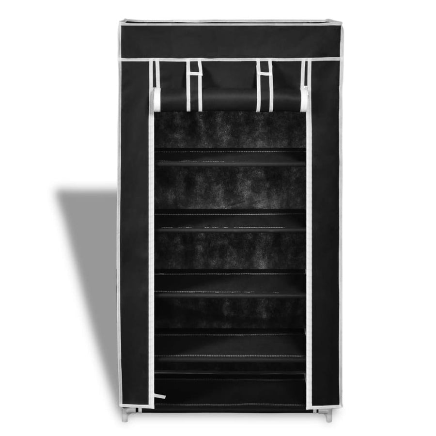 Schoenenkast Met Hoes 58X28X106 Stof Zwart