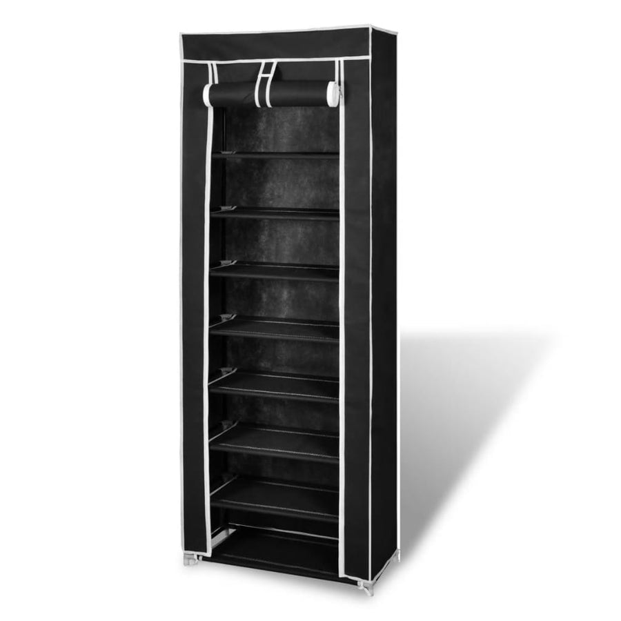 Schoenenkast Met Hoes 57X29X162 Stof Zwart