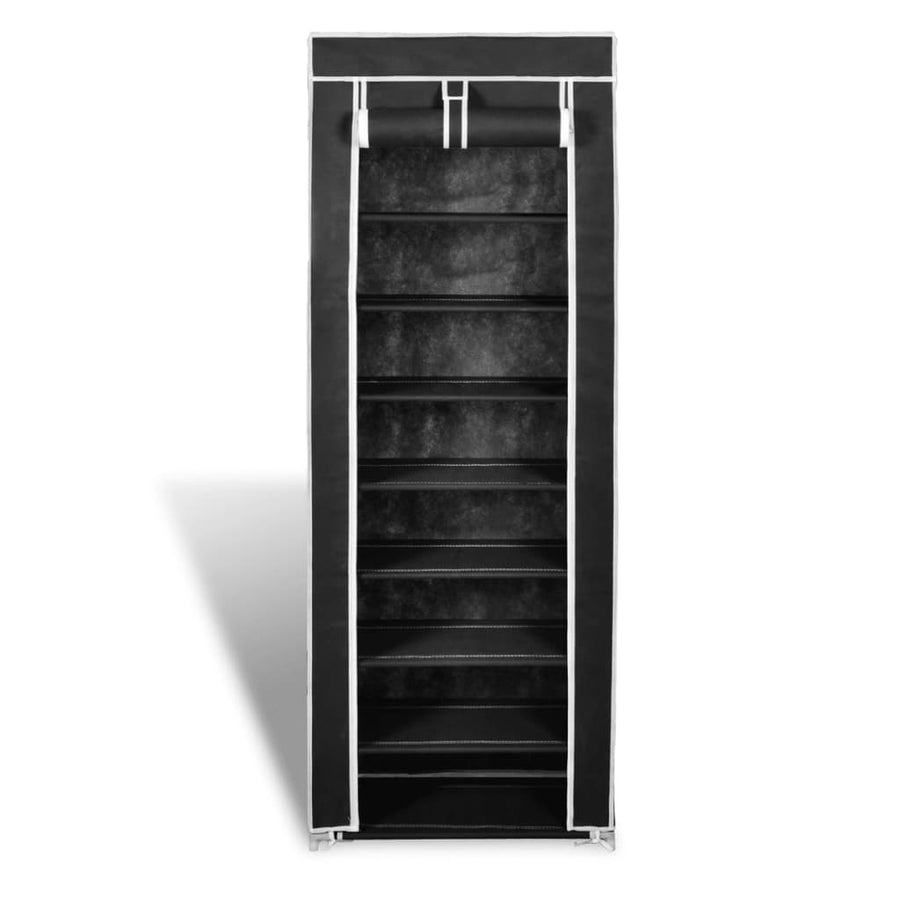 Schoenenkast Met Hoes 57X29X162 Stof Zwart