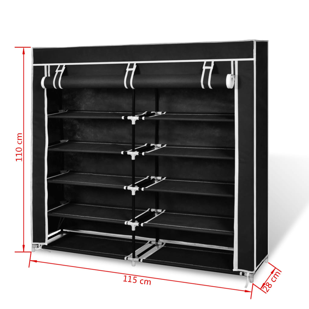 Schoenenkast Met Hoes 5X28X0 Stof Zwart