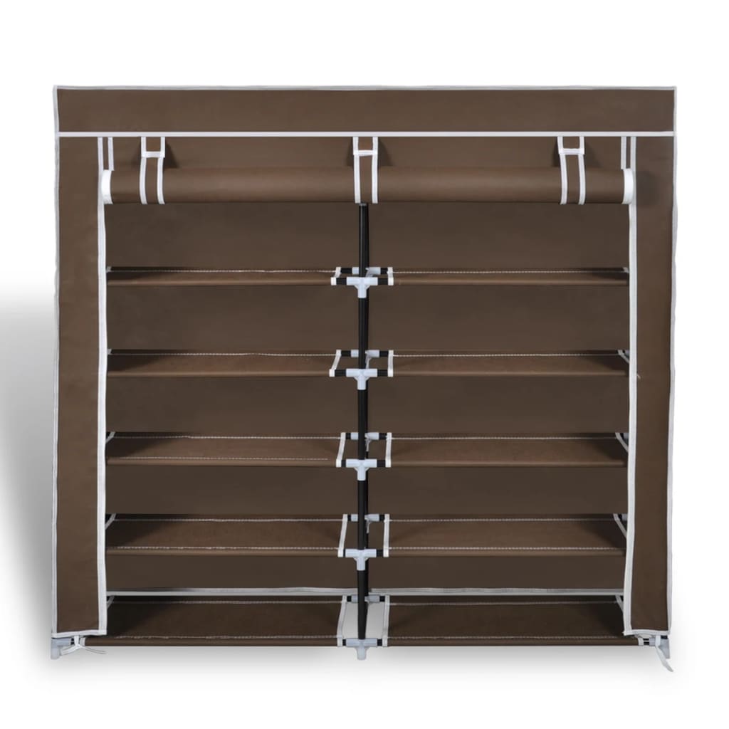 Schoenenkast met hoes 115x28x110 stof bruin Bruin