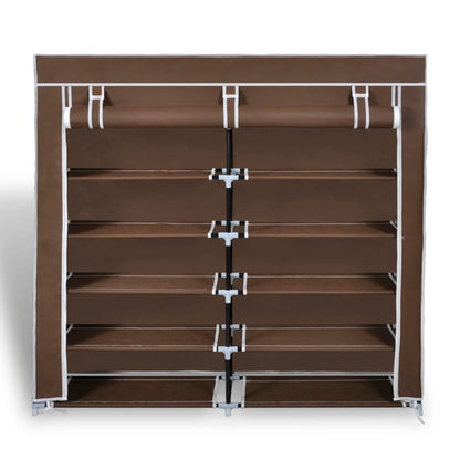 Schoenenkast met hoes 115x28x110 stof bruin Bruin