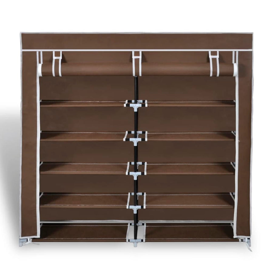 Schoenenkast met hoes 115x28x110 stof bruin Bruin