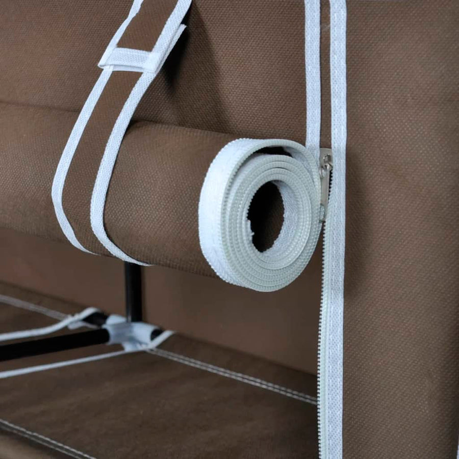 Schoenenkast met hoes 115x28x110 stof bruin Bruin