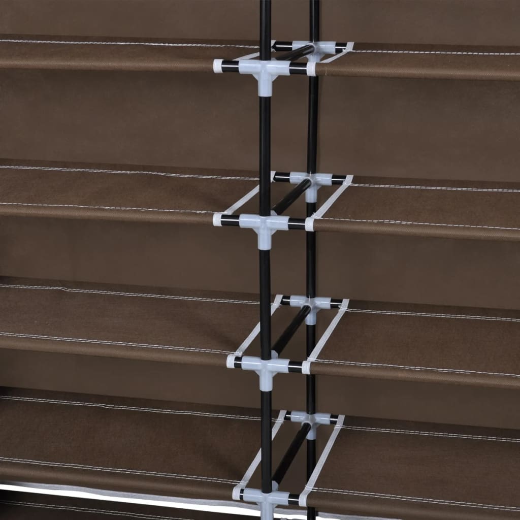 Schoenenkast met hoes 115x28x110 stof bruin Bruin