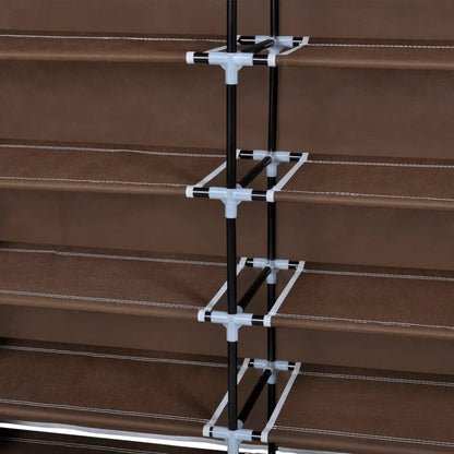 Schoenenkast met hoes 115x28x110 stof bruin Bruin