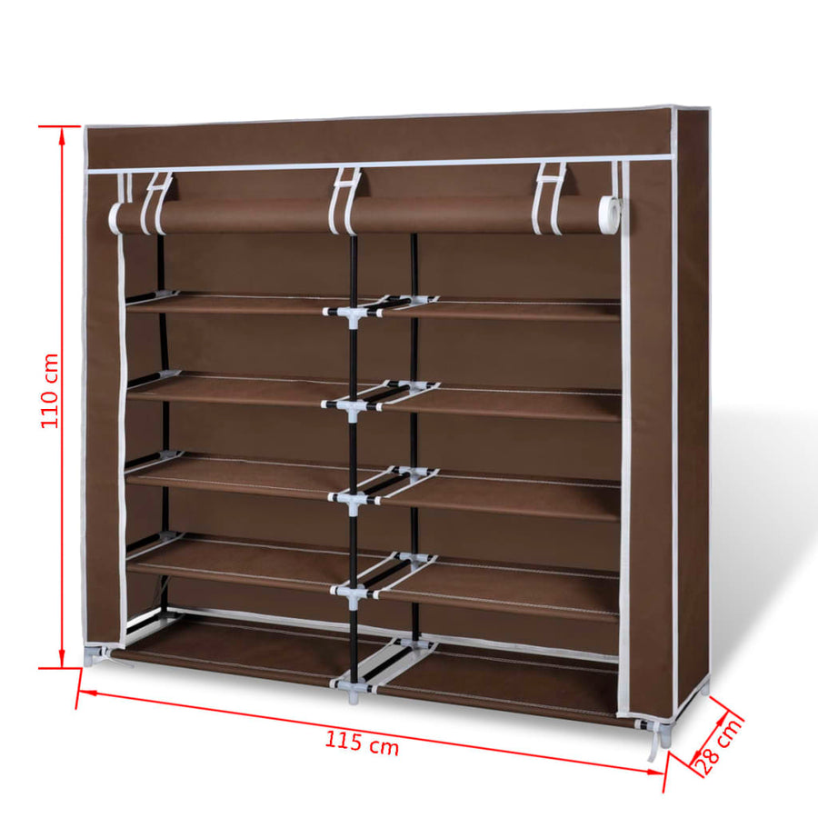 Schoenenkast met hoes 115x28x110 stof bruin Bruin