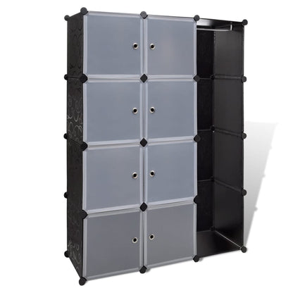 Kast Met 9 Vakken Modulair 37X5X50 Cm 9 compartimenten Zwart en wit